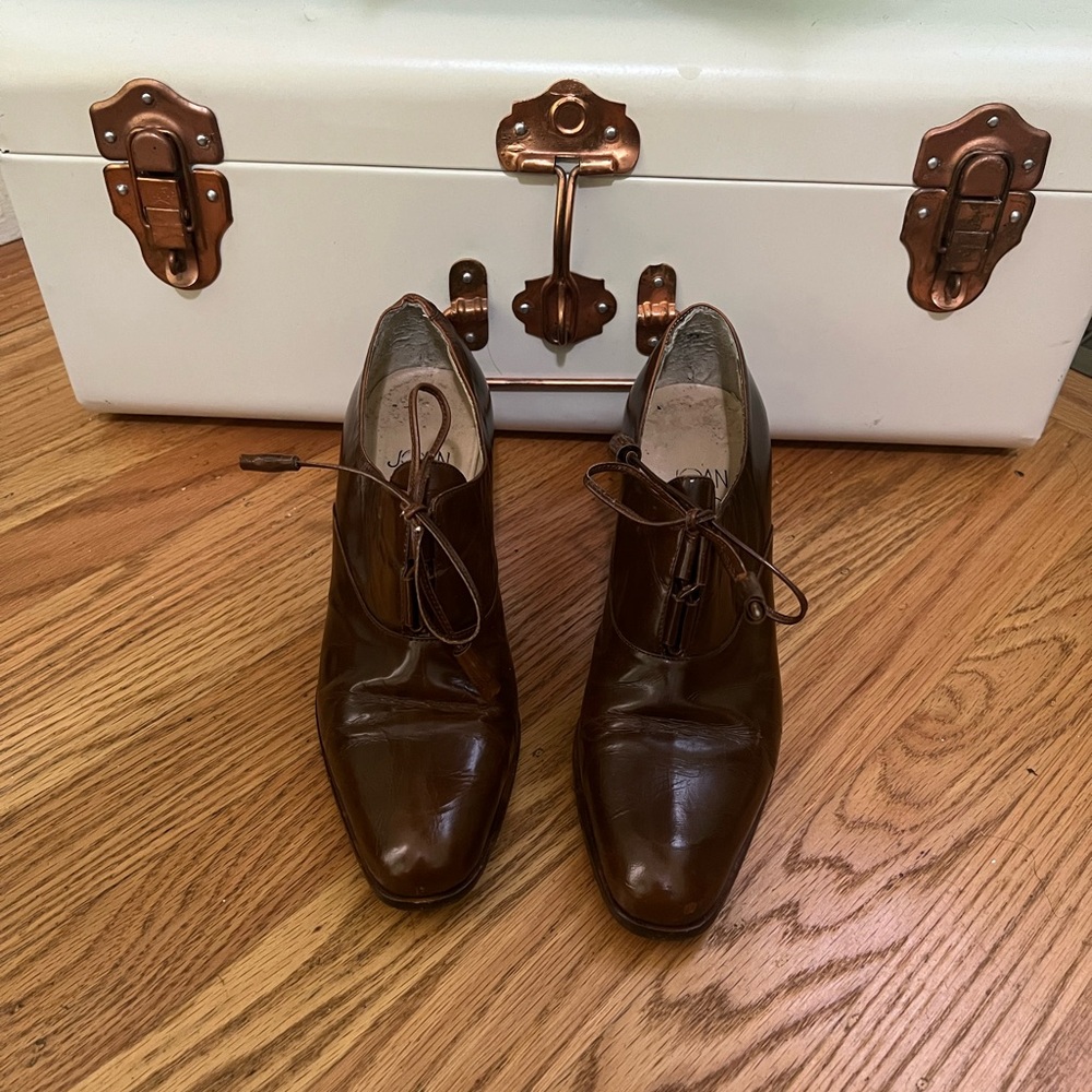 Brown oxford style heels